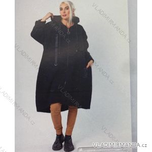 Mikina prodloužená s kapucí dlouhý rukáv dámská (2XL/3XL ONE SIZE) ITALSKÁ MÓDA IMC22563