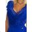 381-3 LINDA - chiffon dress with lace neckline - royal blue