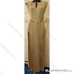 Šaty dlouhé s plisovanou sukní bez rukávu dámské (S/M ONE SIZE) ITALSKÁ MÓDA IMPMM22355800016