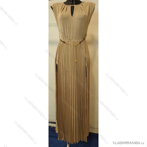 Women's Sleeveless Pleated Skirt Long Dress (S/M ONE SIZE) ITALIAN FASHION IMPMM22355800016