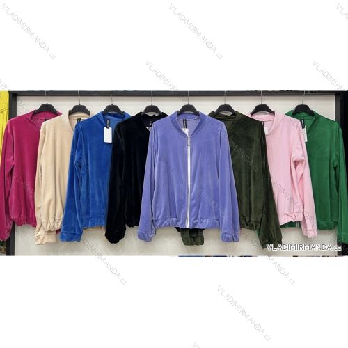 Langärmlige Bomberjacke aus Samt für Damen (Einheitsgröße S/M) ITALIAN FASHION IMWB22237