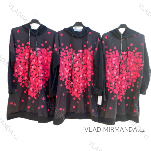 Šaty mikinové dlouhý rukáv dámské nadrozměr (2XL/3XL ONE SIZE) ITALSKÁ MÓDA IMD22684