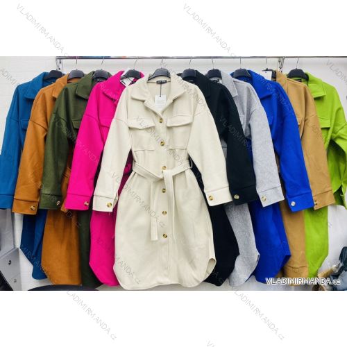 Kabát flaušový dlouhý rukáv dámský (S/M ONE SIZE) ITALSKÁ MÓDA IMWD223057