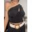 Tílko crop top bez rukávu dámské (S/M ONE SIZE) ITALSKÁ MÓDA IMPBB22B10673