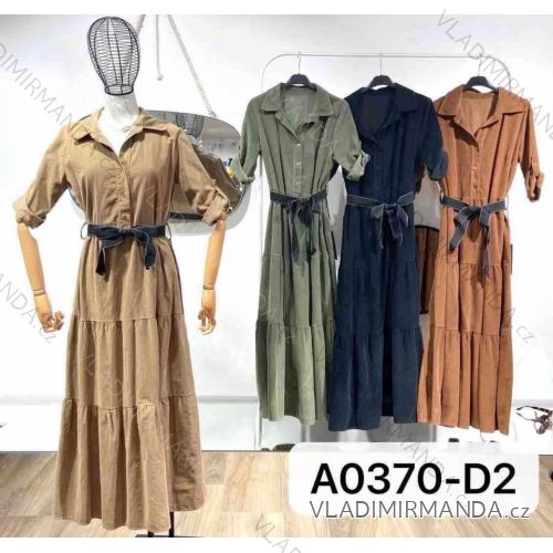 Šaty dlouhé elegantní košilové 3/4 dlouhý rukáv dámské (S/M ONE SIZE) ITALSKÁ MÓDA IMM22A0370-D2
