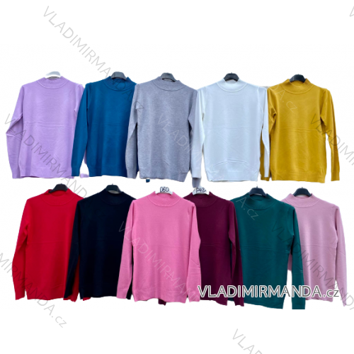 Women's long sleeve stand-up collar knitted sweater (S/M/L ONE SIZE) ITALIAN FASHION IM725050