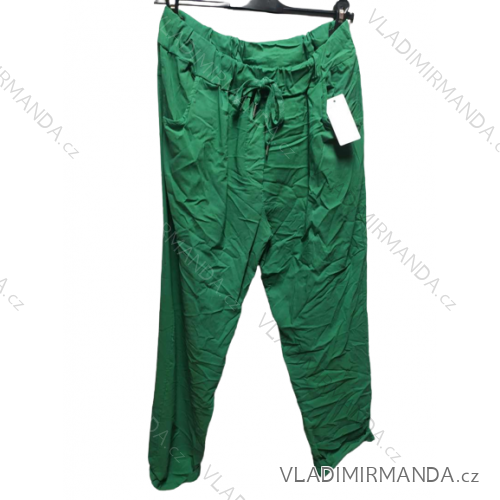 Kalhoty strečové dlouhé dámské nadrozměr (XL/2XL ONE SIZE) ITALSKÁ MÓDA IMC22349/DR XL/2XL zelená