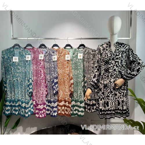 Šaty košilové dlouhý rukáv dámské (S/M ONE SIZE) ITALSKÁ MÓDA IMPLI224900