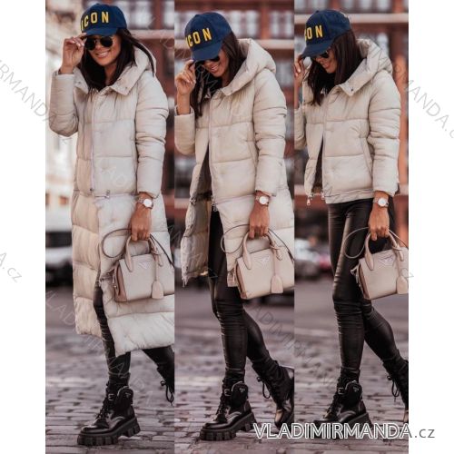 Bunda/kabát s kapucňou dlhý rukáv dámska (S-2XL) TALIANSKA MÓDA IMWA223191