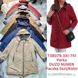 Bunda s kapucňou dlhý rukáv dámska nadrozmer (3XL-7XL) POLSKÁ MÓDA PMWT22T38079