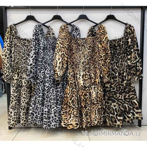 Šaty žabičkované dlhý rukáv dámske (S/M/L ONE SIZE) TALIANSKA MÓDA IMWE223212