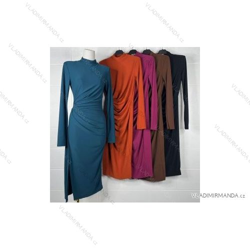 Šaty elegantní dlouhý rukáv dámské (S/M ONE SIZE) ITALSKÁ MÓDA IMPBB221100