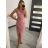 Šaty elegantní společenské dlouhé na ramínka dámské (XS/S/M/L ONE SIZE) ITALSKÁ MÓDA IM322130/DR růžová tmavá