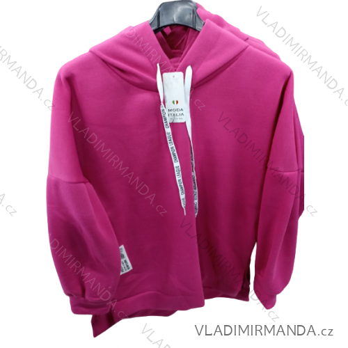 Mikina teplá s kapucňou dlhý rukáv dámska (S/M ONE SIZE) TALIANSKA MODA IM722206