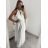 Šaty dlouhé elegantní společenské bez rukávu dámské (L/XL ONE SIZE) ITALSKÁ MÓDA IMM22FS52701/DR L/XL bílá