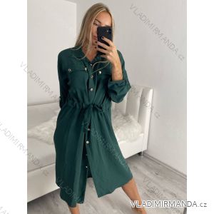 Šaty košilové dlouhý rukáv dámské (M/L/XL ONE SIZE) ITALSKÁ MÓDA IMWB22217/DR