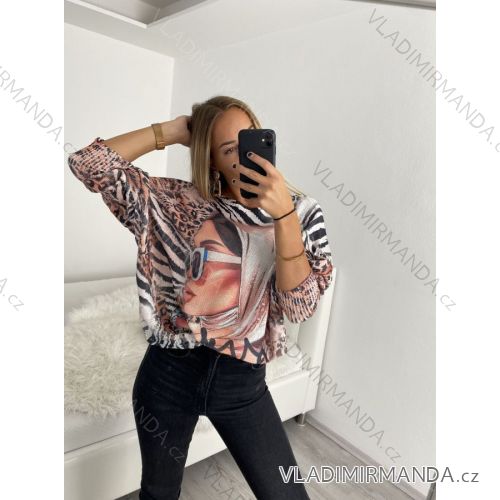 Women's oversize sweater with print (M / L ONE SIZE) ITALIAN FASHION IMB22RENA