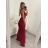 Šaty elegantné spoločenské dlhé na ramienka dámske (S/M ONE SIZE) TALIANSKA MóDA IMM22LS9714 červená S/M