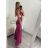 Šaty elegantní dlouhé bez rukávu dámské (S/M ONE SIZE) ITALSKá MóDA IMM22LS24047 starorůžová S/M