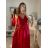 Long summer satin dress with straps women with belt (UNI S / M) ITALIAN FASHION IMM22INFINITE