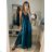 Long summer satin dress with straps women with belt (UNI S / M) ITALIAN FASHION IMM22INFINITE