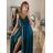 Long summer satin dress with straps women with belt (UNI S / M) ITALIAN FASHION IMM22INFINITE