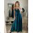 Long summer satin dress with straps women with belt (UNI S / M) ITALIAN FASHION IMM22INFINITE