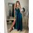 Long summer satin dress with straps women with belt (UNI S / M) ITALIAN FASHION IMM22INFINITE