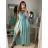Long summer satin dress with straps women with belt (UNI S / M) ITALIAN FASHION IMM22INFINITE