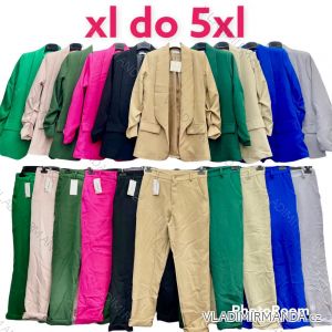 Souprava kalhoty a sako dlouhý rukáv dámská nadrozměr (XL-5XL) ITALSKÁ MÓDA IMWC223233