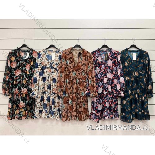 Šaty elegantní šifonové dlouhý rukáv dámské (S/M ONE SIZE) ITALSKÁ MÓDA IMWA223338