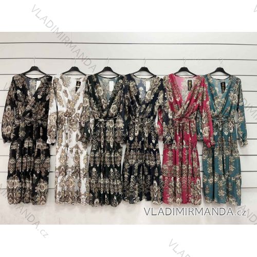 Šaty elegantní šifonové dlouhý rukáv dámské (S/M ONE SIZE) ITALSKÁ MÓDA IMWA223338