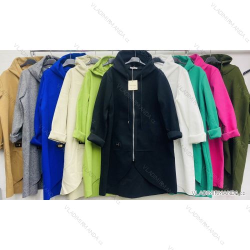 Kabát flaušový dlouhý rukáv dámský (L/XL ONE SIZE) ITALSKÁ MÓDA IMWD223375