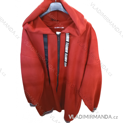 Kabát brúsená koženka so zipsom s kapucňou dámska nadrozmer (L/XL ONE SIZE) TALIANSKA MÓDA IM422843