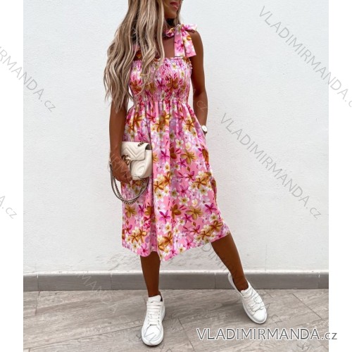 Kleid mit 3/4 Ärmeltasche für Damen (uni sl) ITALIAN Fashion IMWD20527 pink S / M