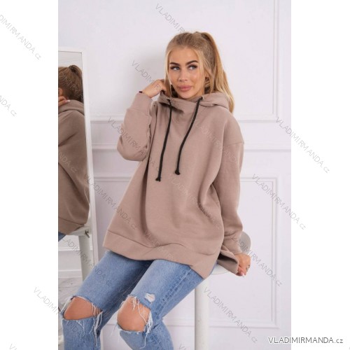 Tmavě béžová zateplená mikina s bočním zipem