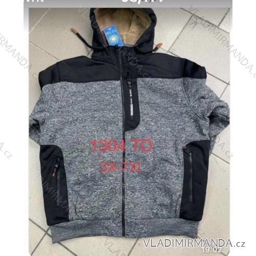Mikina zateplená kožíškem na zip s kapucí dlouhý rukáv pánská nadrozměr (3XL-7XL) ITALSKÁ MÓDA  LC221304