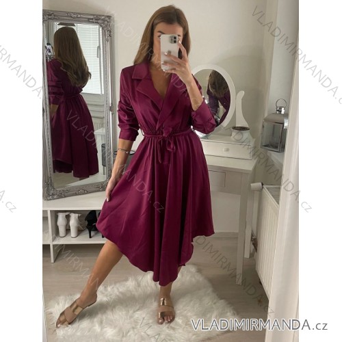 Women's elegant party long sleeve dress (S/M ONE SIZE) ITALIAN FASHION IM322282 purple S/M