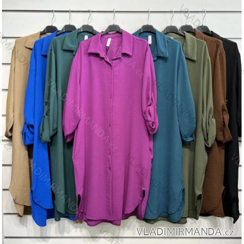 Tunika košeľová predĺžená dlhý rukáv dámska (XL/2XL ONE SIZE) TALIANSKA MÓDA IMPSH222391A
