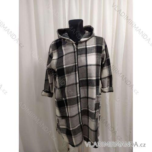 Kabát  dámský (2XL/3XL ONE SIZE ) Italská móda IM822franscesca Šedá 2XL/3XL
