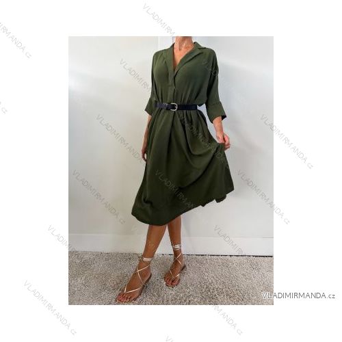 Šaty košilové dlouhý rukáv dámské (S/M ONE SIZE) ITALSKÁ MÓDA IMPDY22LS16779/12090