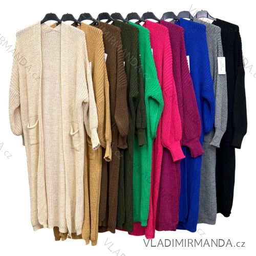 Cardigan pletený dlouhý rukáv dámský (S/M ONE SIZE) ITALSKÁ MÓDA IMPLM22226800090