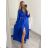 Šaty dlouhé elegantní společenské dlouhý rukáv dámské (S/M ONE SIZE) ITALSKÁ MÓDA IMPSH2255183/DR S/M královská modrá