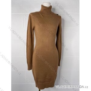 Šaty upletové/svetr prodloužený s rolákem dlouhý rukáv dámský (S/M ONE SIZE) ITALSKÁ MÓDA IMPBB22Z5109