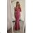 Šaty elegantní společenské na ramínka dámské (S/M ONE SIZE) ITALSKÁ MÓDA IM321608 Burgund S/M