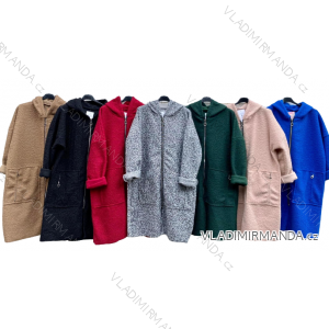 Kabát beránkový dlouhý dámský nadrozměr (XL/2XL ONE SIZE) ITALSKÁ MÓDA IMD22926