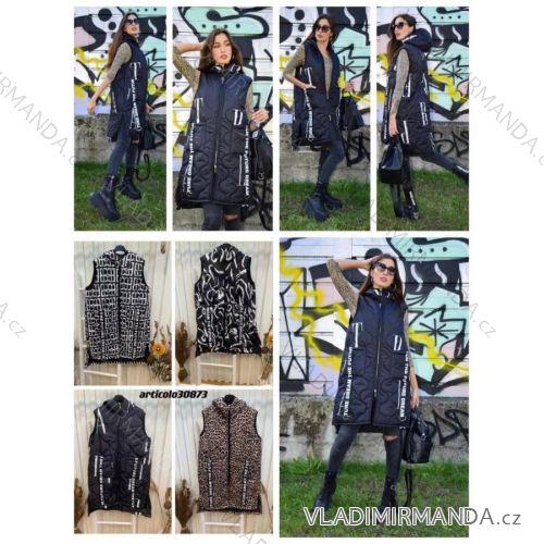 Vesta s kapucí bez rukávu dámská (S/M/L ONE SIZE) ITALSKÁ MÓDA IMPLI2430873
