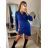 Šaty elegantní košilové dlouhý rukáv dámské (S/M ONE SIZE) ITALSKÁ MÓDA IMWB22273/DR S/M královská modrá