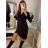 Elegantes Langarm-Hemdkleid für Damen (Einheitsgröße S/M) ITALIAN FASHION IMWB22273 S/M Schwarz