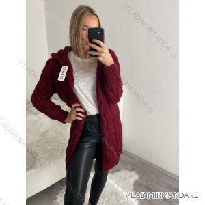 Cardigan pletený dlouhý rukáv dámský (S/M/L ONE SIZE) ITALSKÁ MÓDA IM4221044